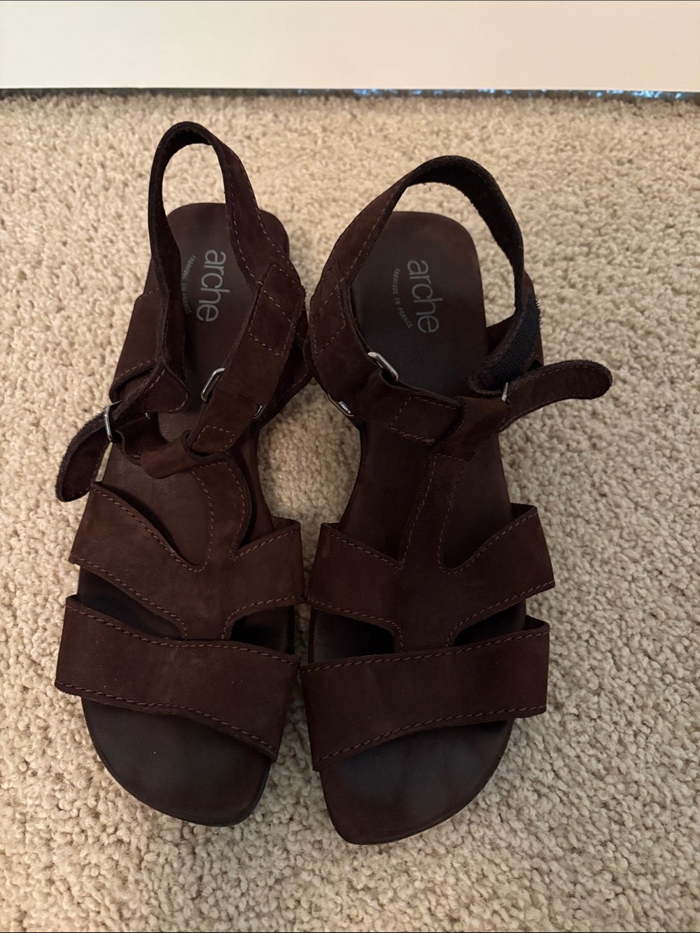 Arche Dark Brown Suede Multi-Strap Slingback Sandals